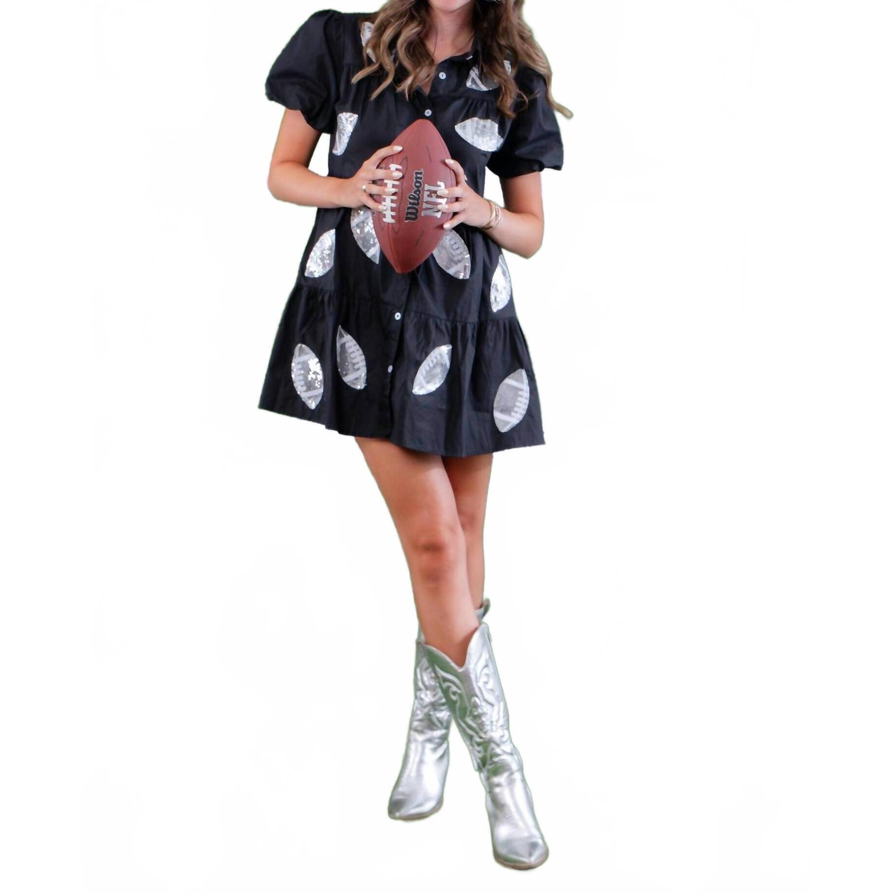New Lula The Label Sequin Football Dress In Black